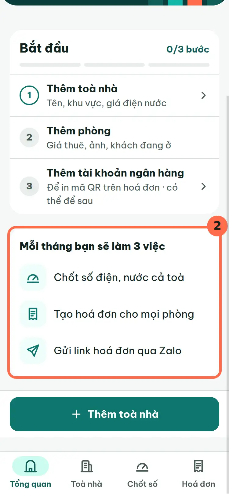 Khung «Mỗi tháng bạn sẽ làm 3 việc» được đánh số 2.