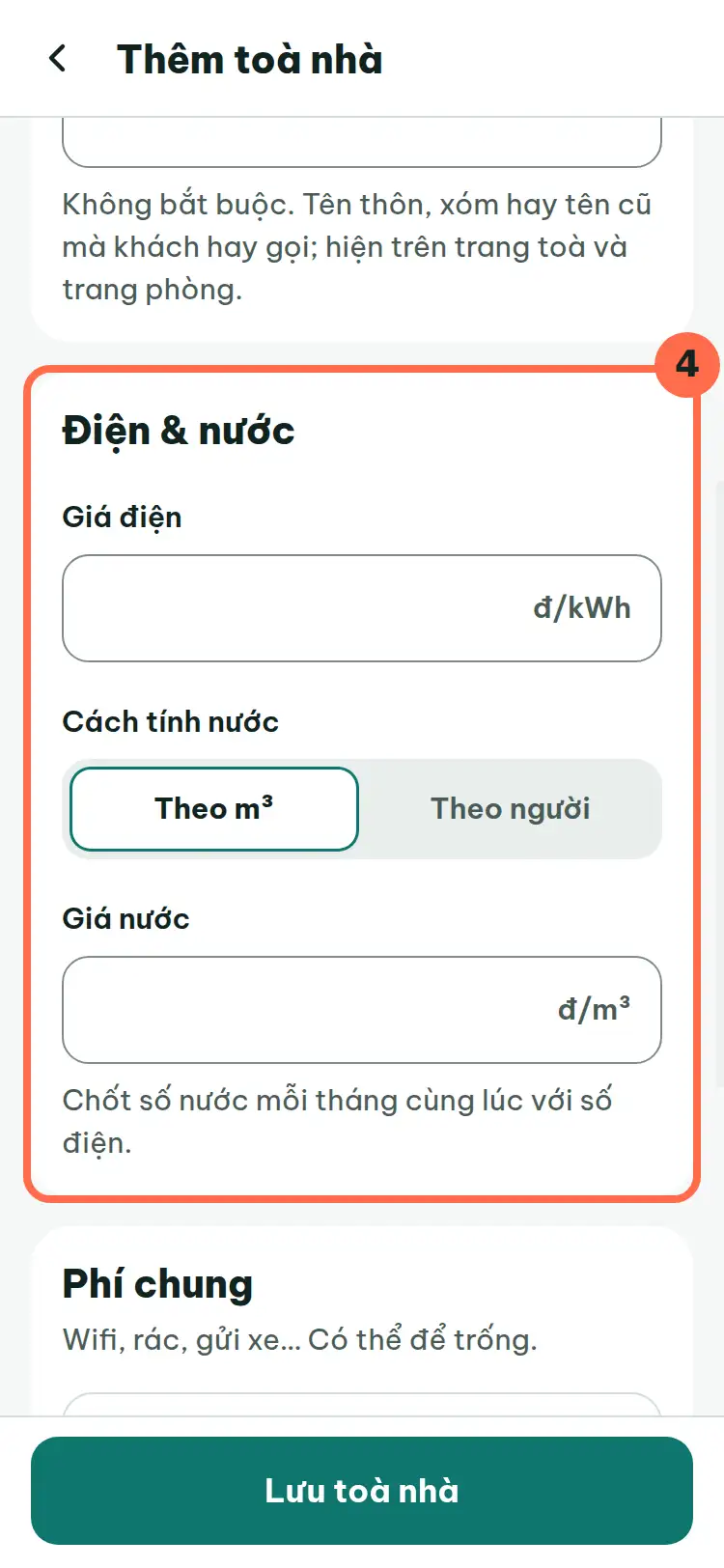 Khung Điện & nước được đánh số 4.